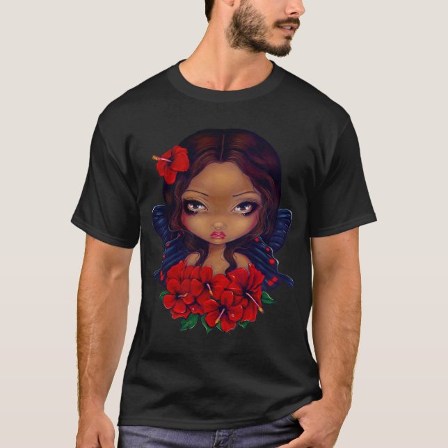 Röd hibiskusfeskjorta tee (Framsida)