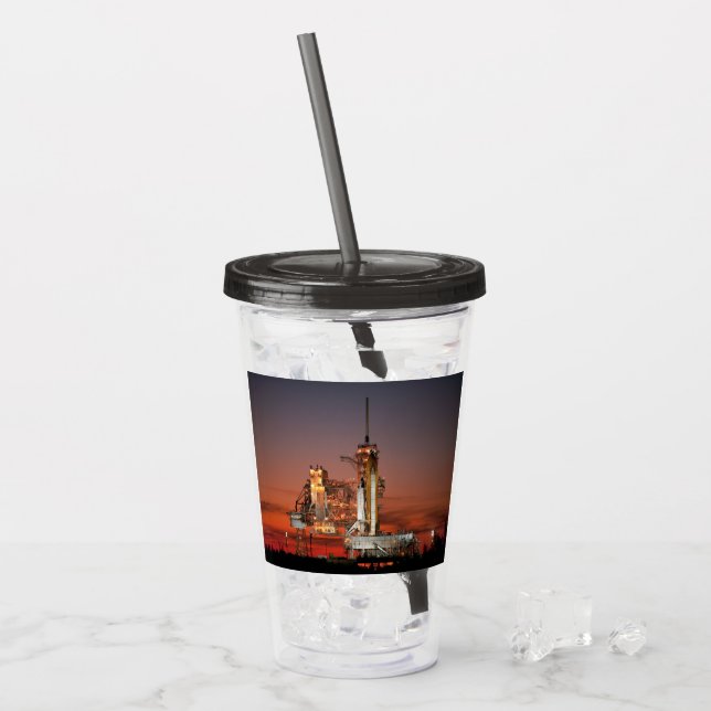 Röd himmel för rymdfärjan Atlantis uppskjutning Take Away Mugg (Framsida Ice)