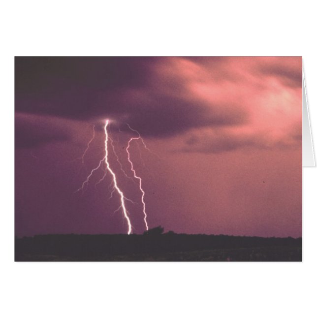 Röd Himmel med Blixt Hälsningskort (Framsidan Horizontal)