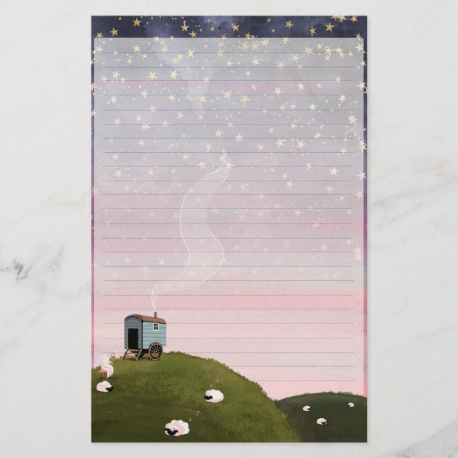 Röd himmel på natten - Spökfodrad brevpapper (Framsida)
