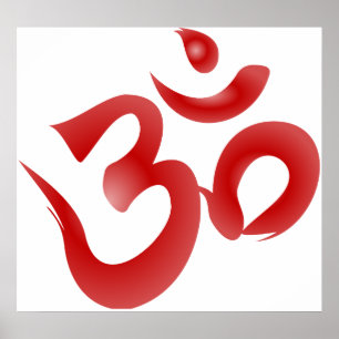Röd hinduisk Calligraphy för symbolOm Aum Poster