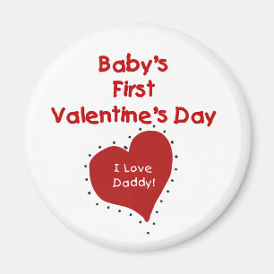 Röd hjärta älskar jag den första valentines da magnet