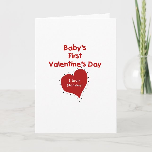 Röd hjärta älskar jag den första valentines day kort (Framsida)