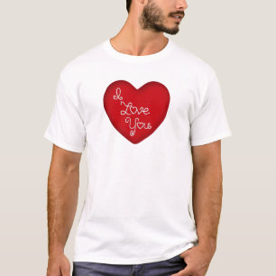 Röd hjärta älskar jag dig vitT-tröja S M L XL T Shirt