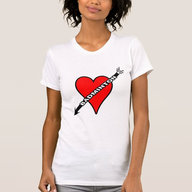 Röd hjärta för Badminton Tee Shirt (Framsida)