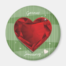 Röd hjärta för Birthstones Januari granatrött