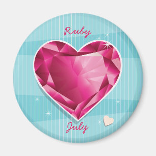 Röd hjärta för Birthstones Juli Ruby Magnet