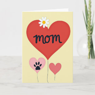 Röd hjärta-mamma-illustrationskort kort