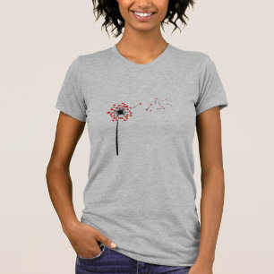 Röd hjärta Maskros Whimsical Natur Grafik T Shirt