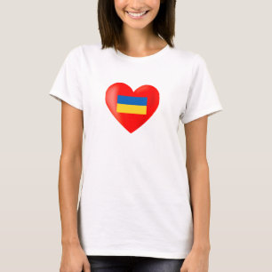 Röd hjärta med ukrainska flaggans färger T-shirt