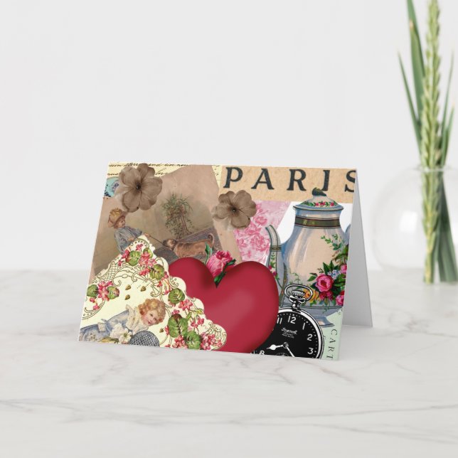 Röd hjärta och Paris Helgkort (Framsida)