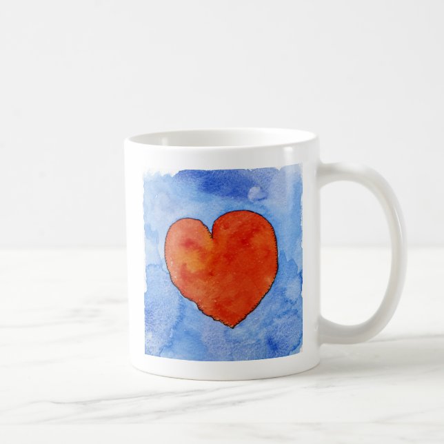 Röd hjärta på blått 2011 kaffemugg (Höger)