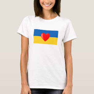 Röd hjärta på ukrainska flaggans färger T-shirt
