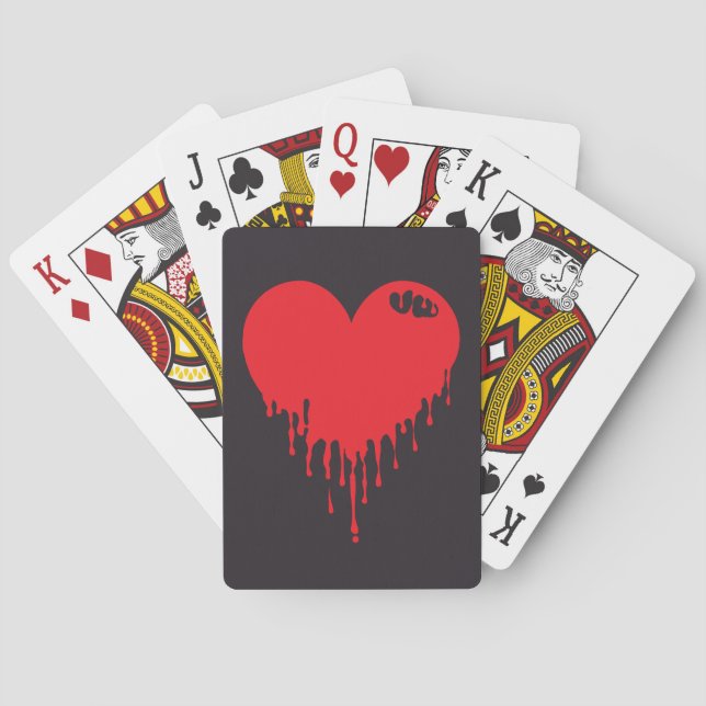 Röd hjärta som dropppar casinokort (Baksidan)