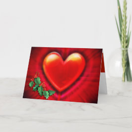 Röd hjärtajulkort med love. kort