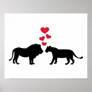 Röd hjärtakärlek för lejon poster