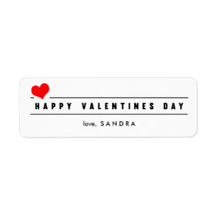 Röd hjärtavalentin etikett för dag returadress etikett