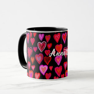 Röd hjärtedesign mugg