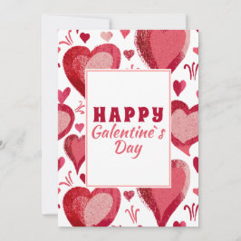 Röd hjärtegning Glad Galentine:s dag Julkort