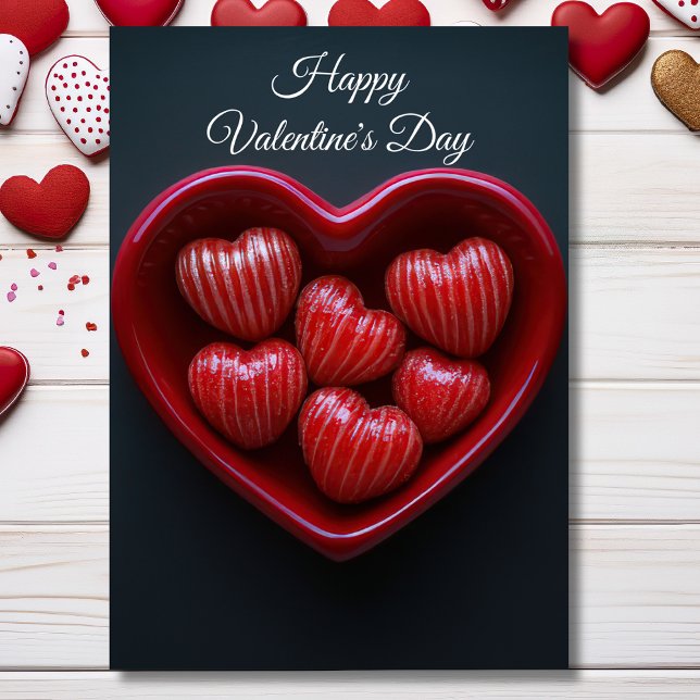 Röd hjärtformad choklad på Alla hjärtans Hälsning Kort (Skapare uppladdad)