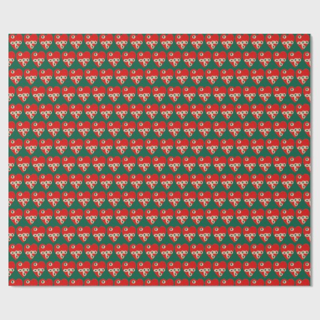 Röd hjärtgrafik med sönderskjutna hål  presentpapper (Platt)