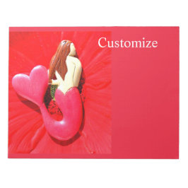 röd hjärtklappad sjöjungfru anteckningsblock