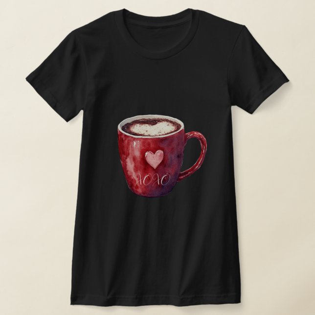 Röd hjärtkopp  t shirt (Laydown)