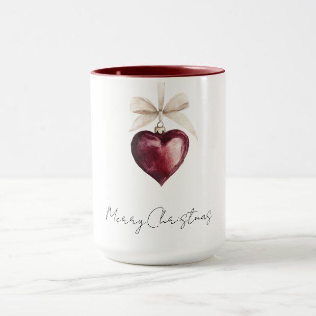 Röd hjärtkräm båge jul mugg (Center)