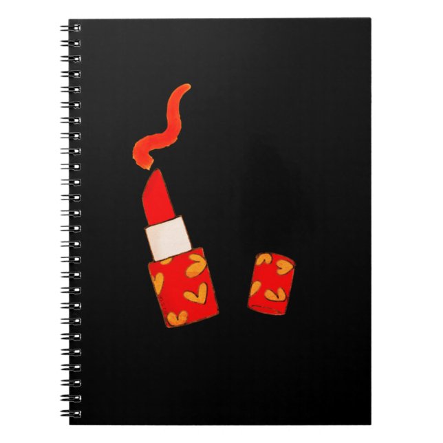 Röd hjärtläppstift Pop Art-design Anteckningsbok (Framsidan)