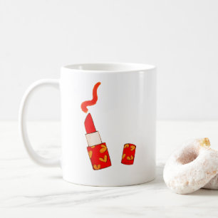 Röd hjärtläppstift Pop Art-design Kaffemugg