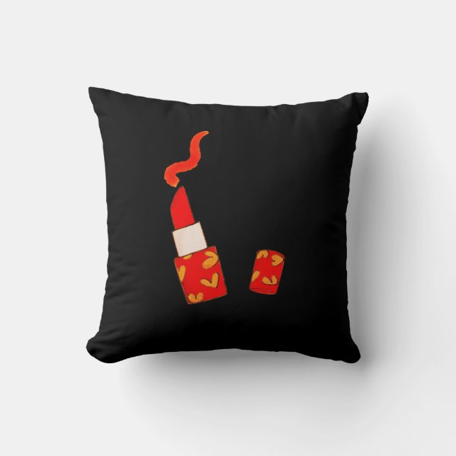 Röd hjärtläppstift Pop Art-design Kudde (Framsida)