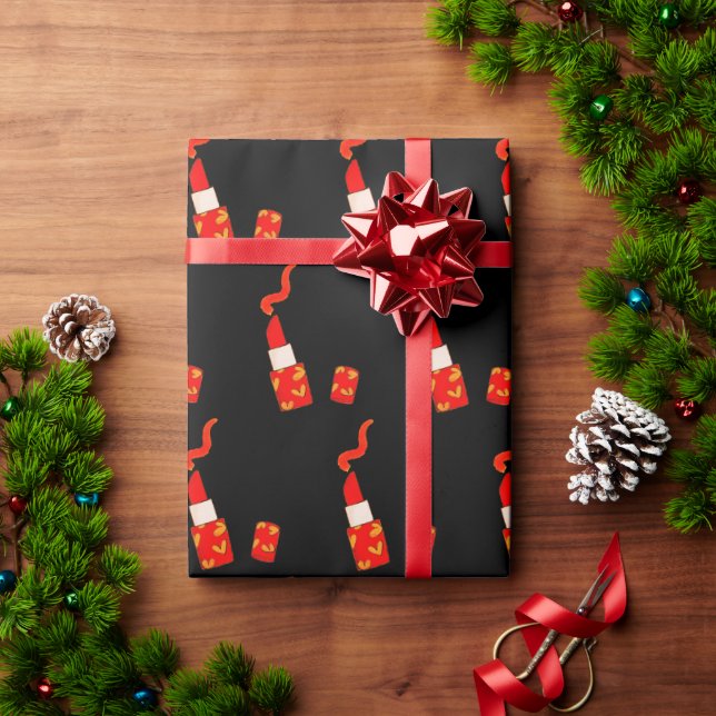 Röd hjärtläppstift Pop Art-design Presentpapper (Julgåva)