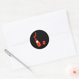 Röd hjärtläppstift Pop Art-design Runt Klistermärke