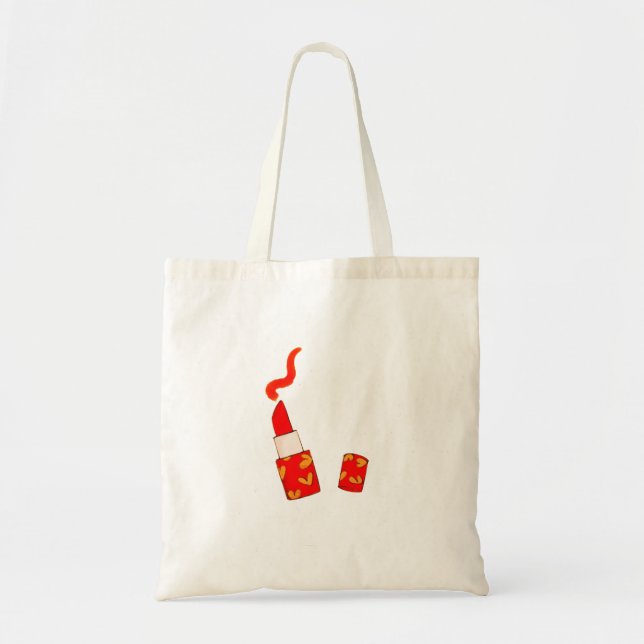 Röd hjärtläppstift Pop Art-design Tygkasse (Framsidan)