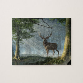 Röd Hjort i Deep Forest Pussel