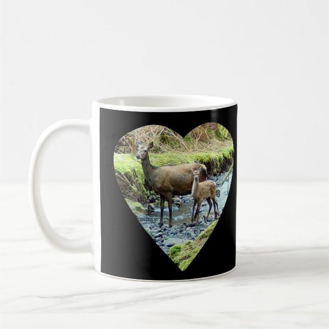 Röd hjort och kalv-mugg kaffemugg (Vänster)