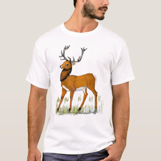 Röd hjortfullvuxen hankronhjort t-shirt