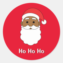 Röd Ho Ho Ho Afroamerikansk jultomte familj Runt Klistermärke