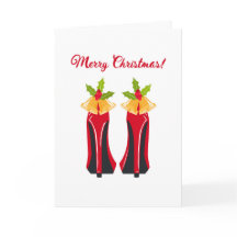 Röd högklackar med vikta kortet för jul det