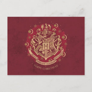 Röd HOGWARTS™-vapen Julkrans Helg Vykort