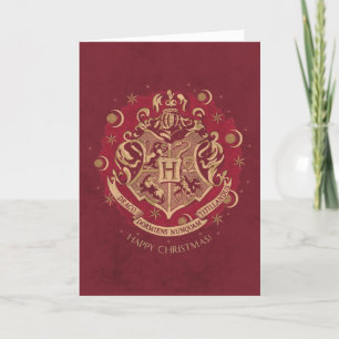 Röd HOGWARTS™-vapen Julkrans Helgkort