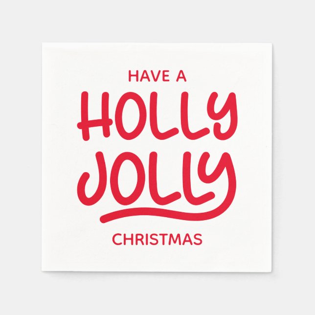 Röd Holly Jolly-typografi Pappersservett (Framsidan)