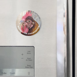 Röd höna arbetar för kycklingfoder Rolig Magnet