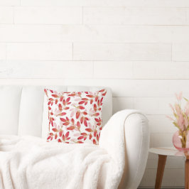 Röd höst vattenfärgsfärgstreck Löv Mönster-tråd Kudde