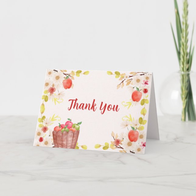 Röd höstapel Ögonsten Trädgårds Baby Shower Tack Kort (Framsida)