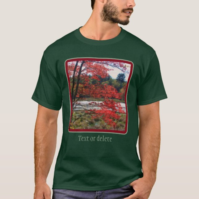 Röd höstlövmarsch Personlig T Shirt (Framsida)