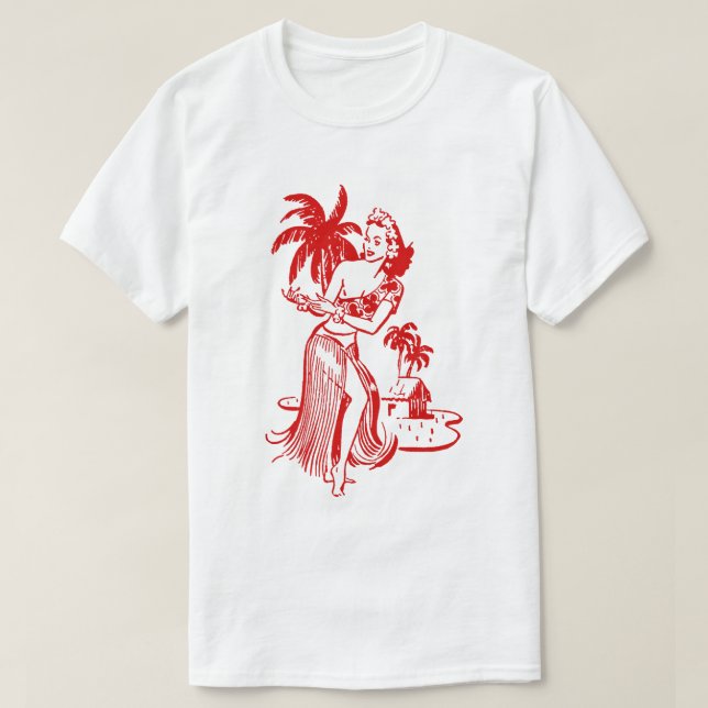 Röd Hula Flicka T-Shirt (Design framsida)