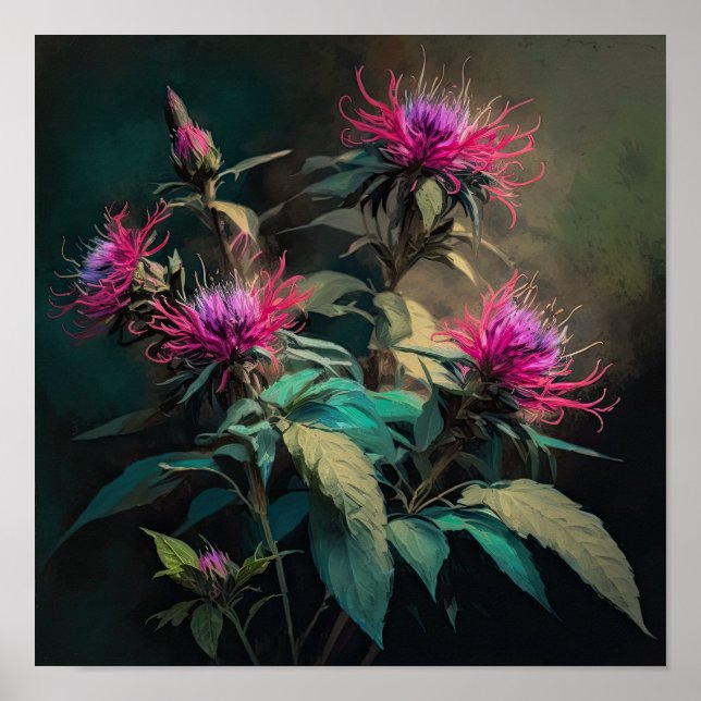 Röd Humleblomster Konsttryck Poster (Framsidan)