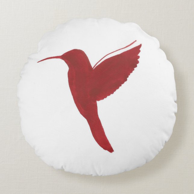 Röd Hummingbird Rund Kudde (Framsidan)