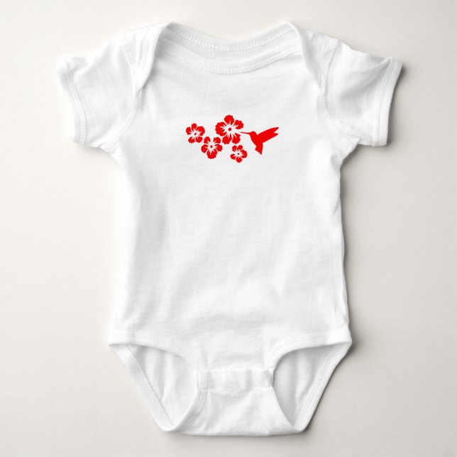 röd hummingbirdhibiskus tee shirt (Framsida)